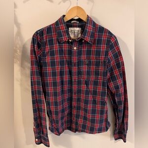 Abercrombie & Fitch Men's Red and Blue Checkered Shirt